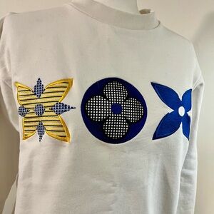 Louis Vuitton White Sweatshirt with Logo & LV Patches